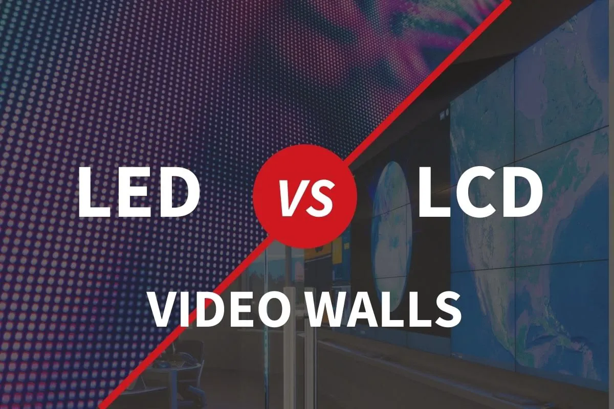 Comparison of LED Video Wall and LCD Video Wall installed in commercial business environments by Bhatai Automation.