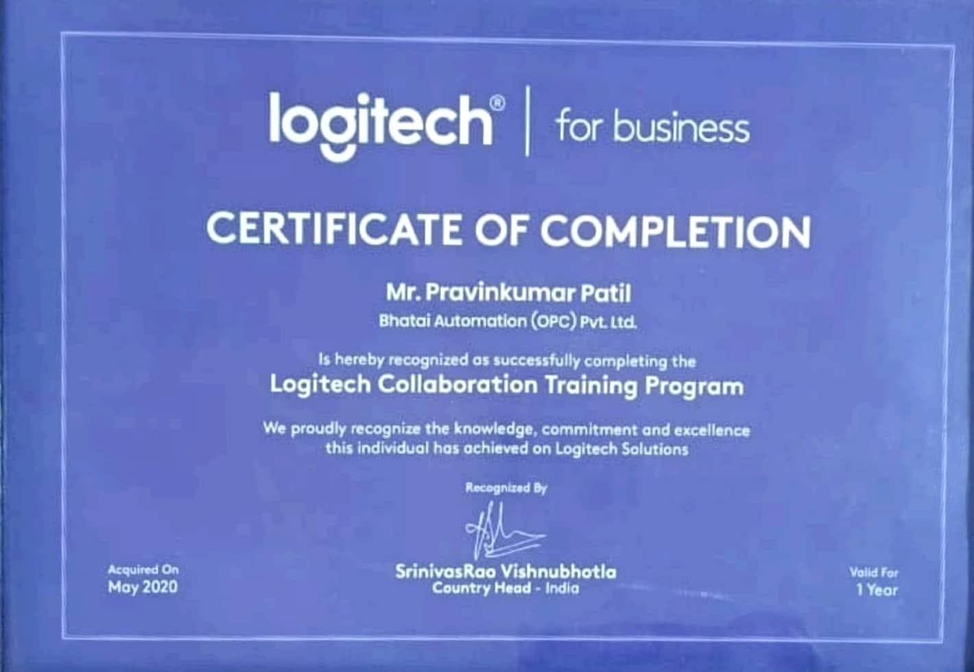 Logitech Certificate