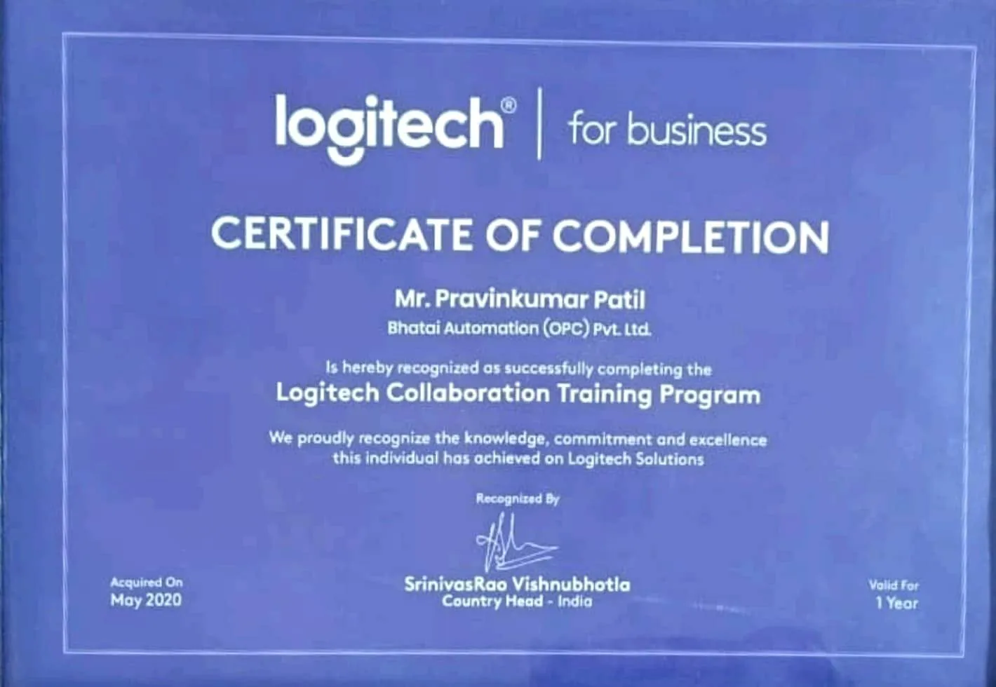 Logitech Certificate