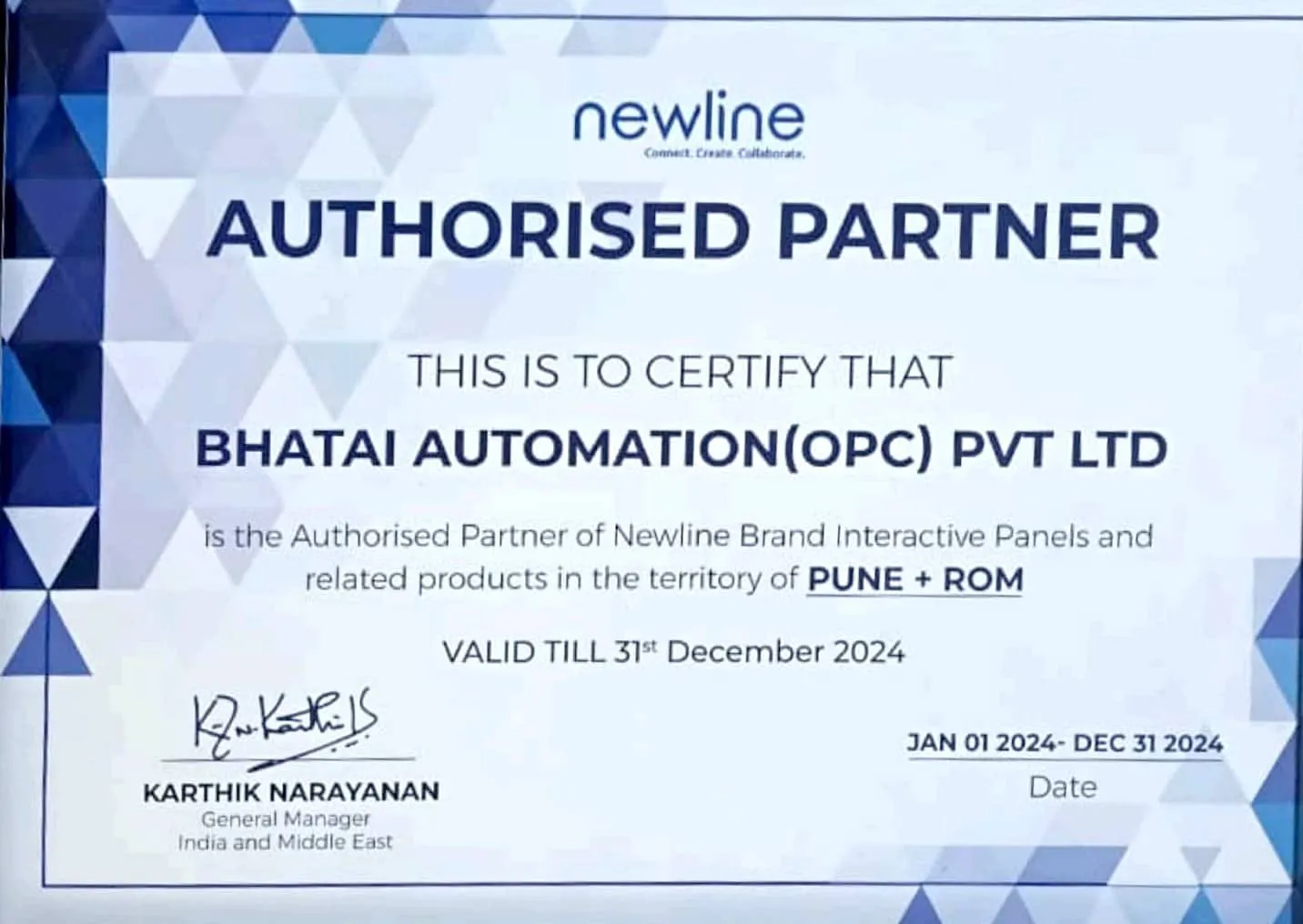 Newline Partner Certificate